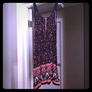 Navy /coral dress with elephant detail